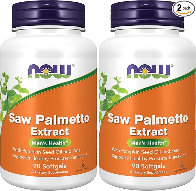 NOW Foods Supplements, Saw Palmetto Extract with Pumpkin Seed Oil and Zinc, Men's Health*, 90 Softgels, (Pack of 2)
