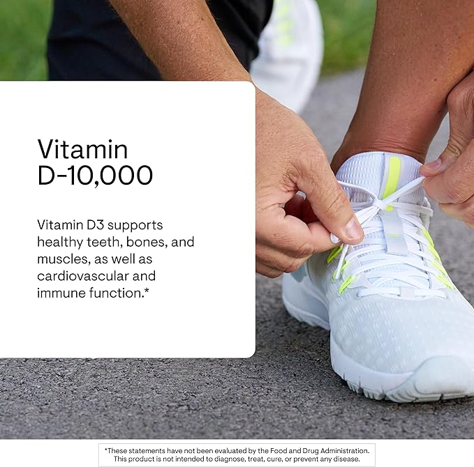 THORNE - Vitamin D-10,000 - Vitamin D3 Supplement - Supports Healthy Bones, Teeth & Muscles, Plus Cardiovascular & Immune Function* - Third-Party Certified - Gluten, Dairy & Soy-Free - 60 Capsules