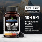 Shilajit Pure Himalayan for Men & Women | 120 Capsules with Ashwagandha | High Potency and Energy Supplement | Better Absorption than Gummies | For Extra Power and Stamina | Combo with Sea Moss