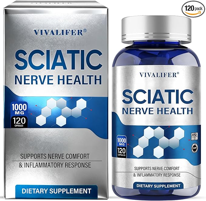 Sciatic Nerve Health Support Supplement - 120 Capsules Advanced Nerve Comfort Formula with R-ALA and Vitamin B Complex - Soothes Leg & Back Discomfort, Supports Nerve Function