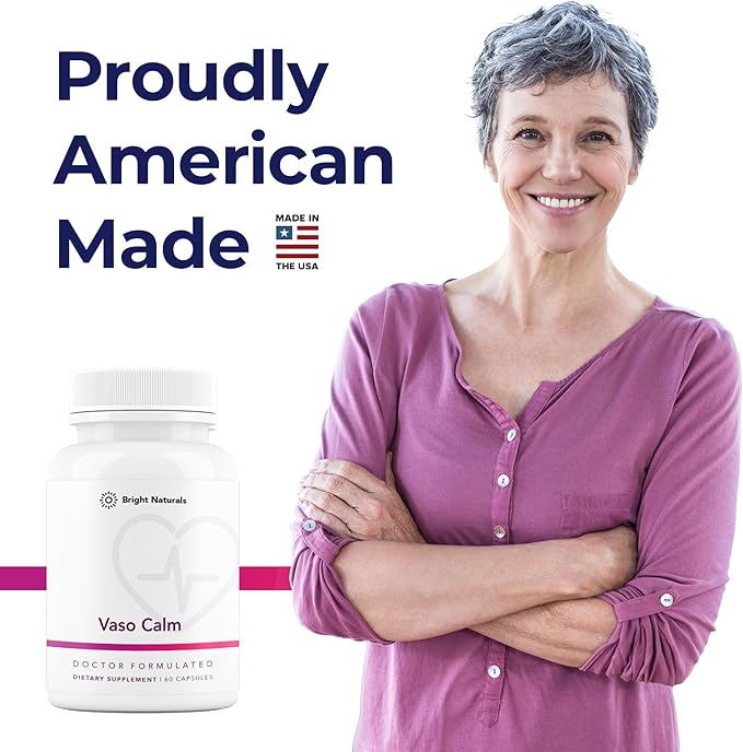 Vaso Calm - Healthy Blood Balance Supplement - Features Fermented Garlic, Celery and Grape Seed Extract, Hibiscus, and Vitamin K2 - Made in the USA, 60 Capsules