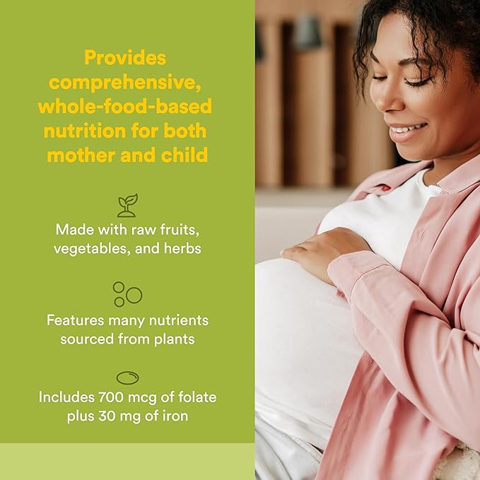 Natural Factors Whole Earth & Sea Women's Prenatal - Daily Prenatal Supplement for Healthy Pregnancy Support - Essential Prenatal with Calcium, Iron, Vitamin, B12 & More - 60 Tablets (30 Servings)