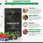 Longevity4Life - Ultimate Cellular Health Supplement - Fisetin, Taurine, Calcium Alpha-Ketoglutarate, and Spermidine Capsules for Longevity and Vitality - Made in USA - Physician Formulated