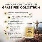 Ancestral Supplements Grass Fed Beef Colostrum Supplement, 3000 mg, Offers Immune Support and Promotes Gut Health, Athletic Performance, Healthy Iron Levels, Growth and Repair, Non GMO, 180 Capsules