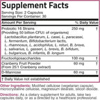 Bronson Women's Probiotic 50 Billion CFU + Prebiotic with Cranberry & D-Mannose – Vaginal Health, Healthy Digestion, Immune Function and Urinary Tract Support, Non-GMO, 60 Vegetarian Capsules