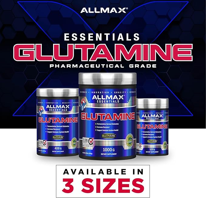 ALLMAX L Glutamine Powder 1000g, Fermented L-Glutamine Powder Pure, Unflavored Glutamine Supplement for Gut Health, Recovery & Immune Support, Vegan, Gluten Free