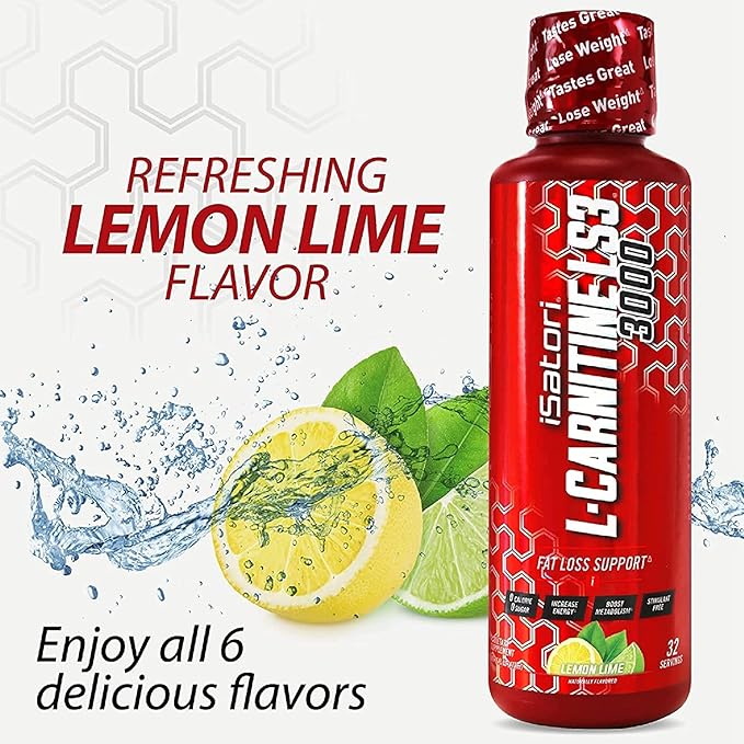 iSatori L-Carnitine LS3 3000, Triple-Blend Liquid L Carnitine Supplement, with Acetyl & Tartrate, Stimulant Free Energy, Low Calories, Sugar or Gluten, Keto-Friendly, Lemon Lime (32 Servings)