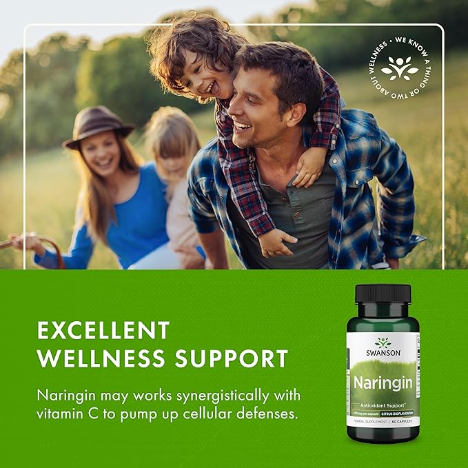 Swanson Naringin Citrus Bioflavonoid Antioxidant Supplement for Adults Seeking Enhanced Vitamin C Benefits - 500 mg (60 Capsules, 3 Pack)