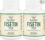 Fisetin Supplement - 100mg of Bioactive Flavnonols, 60 Count (Bioflavonoid Polyphenols Supplement Similar to Apigenin, Luteolin, and Quercetin) Aging Support Senolytic by Double Wood (Pack of 2)