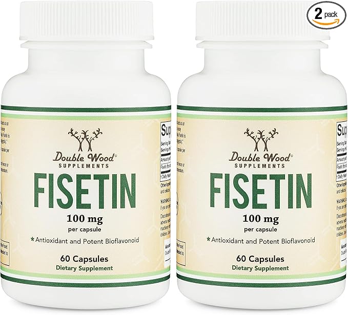 Fisetin Supplement - 100mg of Bioactive Flavnonols, 60 Count (Bioflavonoid Polyphenols Supplement Similar to Apigenin, Luteolin, and Quercetin) Aging Support Senolytic by Double Wood (Pack of 2)
