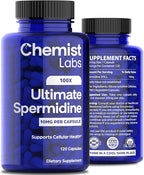 Ultimate Spermidine Supplements for Men and Women, 100x Formula, Longevity Supplements Support, 10 mg Per Capsule, 3rd Party Tested, Vegan, 120 Servings