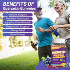 Quercetin Gummies, 1000mg Quercetin with Bromelain Zinc Elderberry, Immune & Antioxidant Support, Vegan Gummies for Adults & Kids, 60 Count