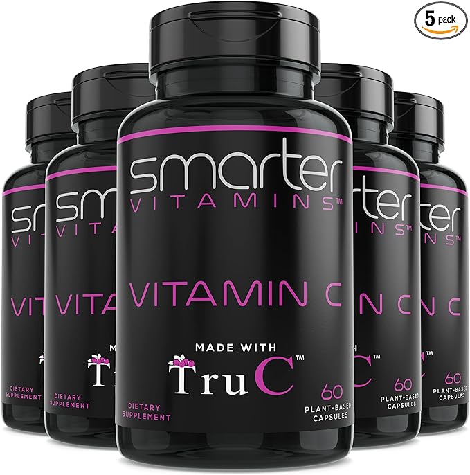 SmarterVitamins (5 Pack) Raw Whole Food Vitamin C from Berries, Premium Antioxidants, Bioflavonoids & Polyphenols, 300 Vegan Capsules
