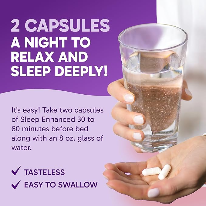 Clinical Effects Sleep Enhanced - Magnesium Supplement - 60 Capsules - Magnesium Glycinate, L-Theanine and Apigenin - for Relaxation and Natural Calm - No Melatonin Sleep Support - USA Made