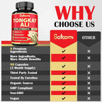 Satoomi 9in1 Tongkat Ali Root Extract - Ashwagandha, Tribulus Terrestris - 90 Capsules for 3 Months - Support Strength, Energy & Healthy Immune