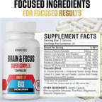 Brain & Focus Nootropic Super Complex Supplement for Brain Support and Performance, Improved Focus Memory and Mental Performance