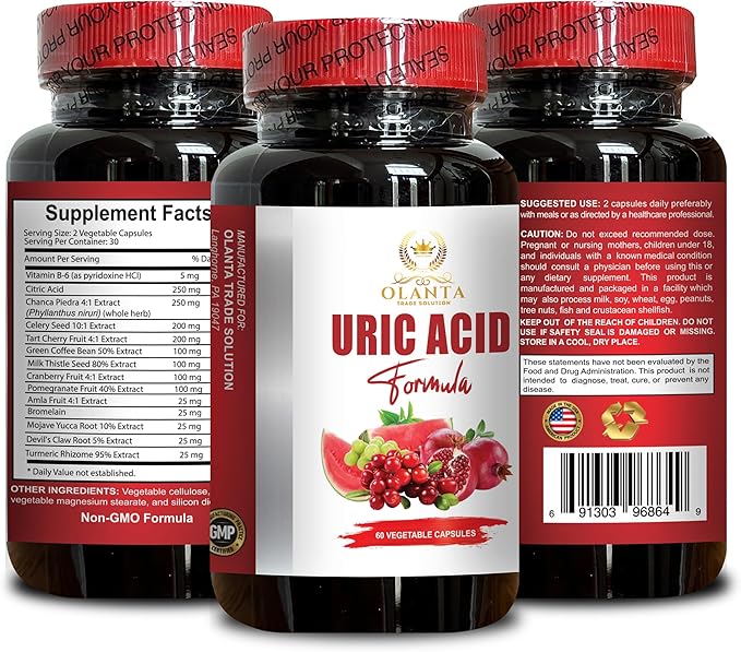 Natural URIC Acid Formula - Organic Kidney Health Supplement, Uric Acid Vitamins for Men and Women, Tart Cherry Extract Capsules - 1 Bottle 60 Capsules