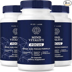 rize labs Mind Vitality Focus Brain Supplement, Mind Vitality to Boost Focus and Concentration & Avoid Mid-Afternoon Fatigue, Mind Vitality Advanced Formula Reviews (180 Capsules) (Pack of 3)