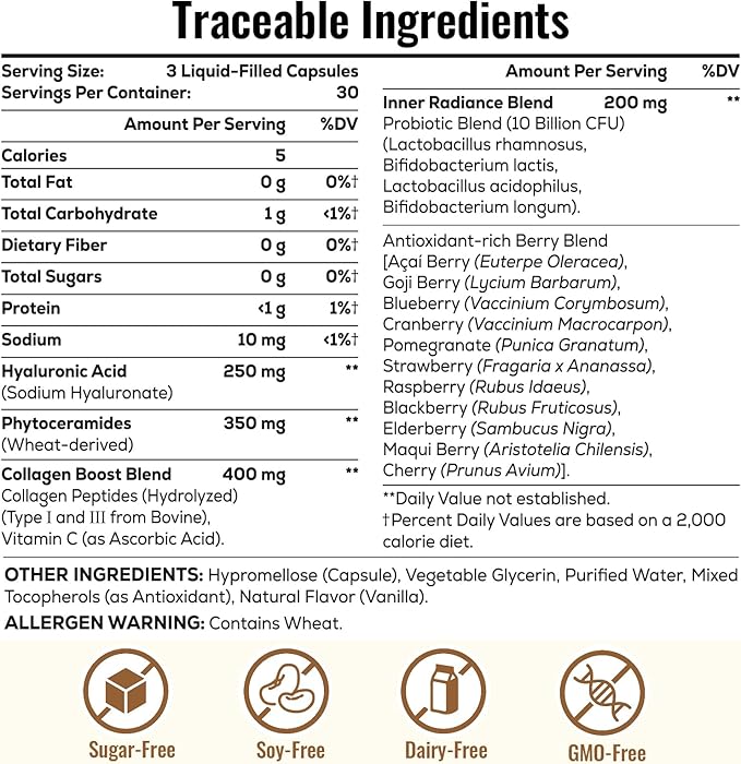 19-in-1 Hyaluronic Acid Capsules - Hylunaric Acid 1200 mg, with Collagen Peptides, Vitamin C, Phytoceramides - for Skin, Eyes, Gastrointestinal, Bones Support (2 Pack)