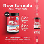 Optimum Nutrition Amino Energy Powder Plus Focus, with BCAA, Electrolytes, and Caffeine, Juicy Strawberry, 30 Servings (Packaging May Vary) (Pack of 6)