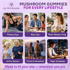 Mushroom Gummies with Ashwagandha, Lion’s Mane, Reishi, Cordyceps, Turkey Tail, Maitake, Shiitake & Chaga, Vegan Mushroom Supplement Gummy, Gluten Free, Mixed Fruit Flavor, 80 Count