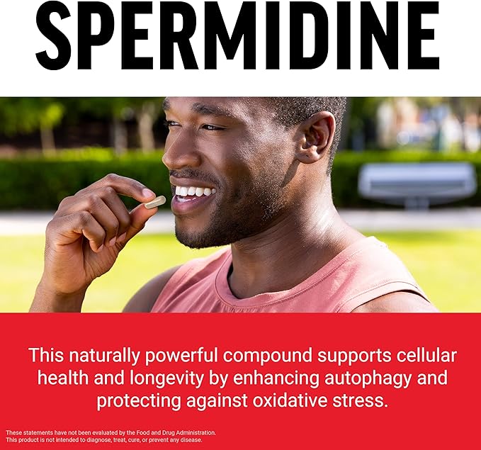 Force Factor Spermidine Supplements for Women & Men, Antioxidants Supplement for Longevity & Cellular Health, Vegan, No Gelatin, Non-GMO, 120 Capsules