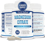Purely Optimal Magnesium Citrate 500mg – Magnesium Supplement for Digestive Health, Gentle Constipation Relief, Muscle & Sleep Support, Calm & Relaxation – High Absorption, 120 Easy-to-Swallow Caps