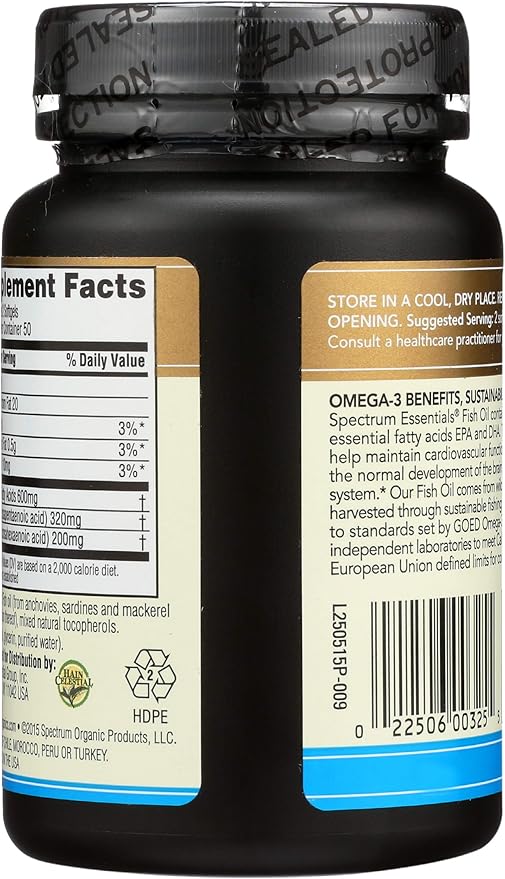 Spectrum Essentials Softgels, Fish Oil Omega-3, 1000 mg, 100 Count