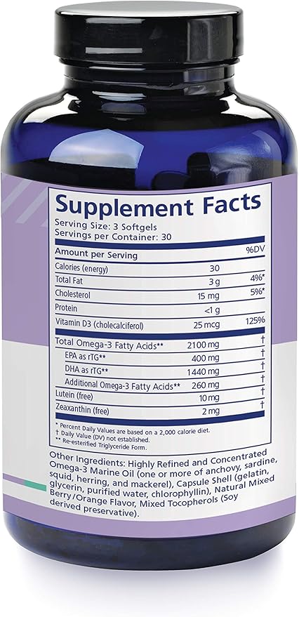 nūmaqula Omega 3 Supplement - 90 Softgels, 30-Day Supply - Re-Esterfied Omega 3 Triglyceride Form with 1400mg DHA, 400mg EPA, Lutein & Zeaxanthin for Macular & Retinal Support