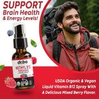 Vitamin B12 Liquid Spray Drops - Organic Liquid B12 Vitamins for Women, Men, Kids & Energy, Vegan Sublingual Methyl B 12 Spray Supplement - Organic Pure Methylcobalamin Vit B 12 Drops Vitamins 1 Fl Oz