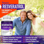 Resveratrol Supplement 1800 mg Antioxidant Complex - Highly Potent Natural Trans-Resveratrol Pills for Healthy Aging, Overall Health Support, Immune System, Brain Function, for Men Women, 90 Capsules