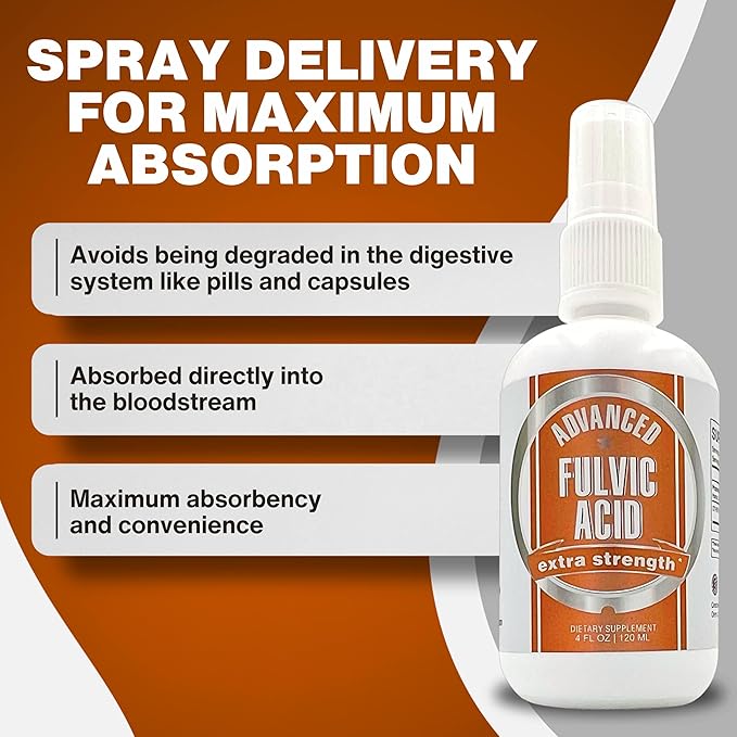 Advanced Fulvic Acid and Humic Acid Trace Mineral Liquid Spray Supplement. 70+ Ionic Organic Vital Minerals & Electrolytes, Similar Benefits of Shilajit & Drops (2 oz - 60 Servings)