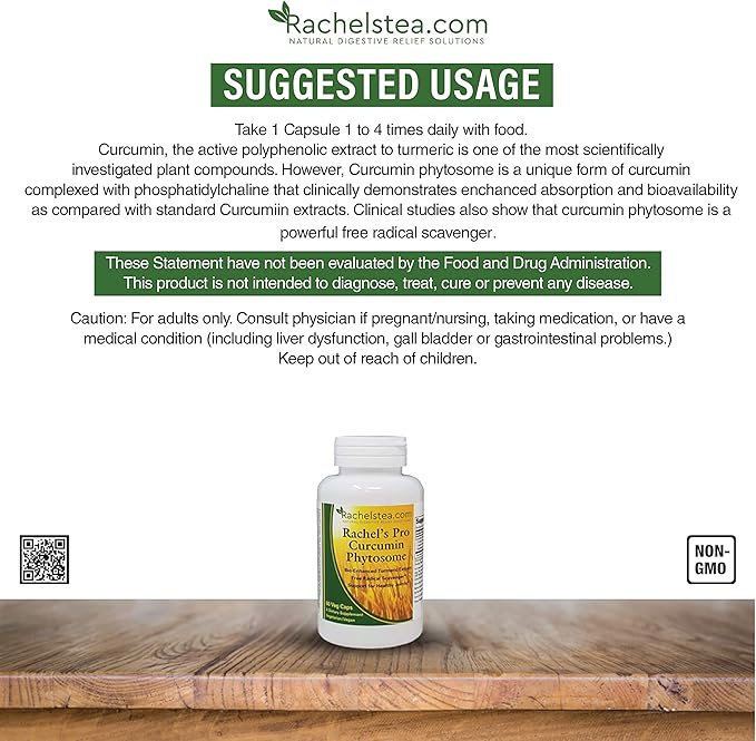 Rachel’s Pro Curcumin Phytosome - High Absorption Meriva Turmeric, Gluten-Free Curcumin Supplement, 60 Capsules for Daily Use