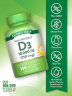 Nature's Truth Vitamin D3 10000 IU Softgels | 300 Count | Extra Strength | Non-GMO & Gluten Free Supplement