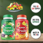 Superfood Fruit and Veggie Supplement - 360 Whole Super Fruit and Vegetable Supplements & Vitamin with Beta-Carotene, Soy Free- 180 Count (Pack of 2)
