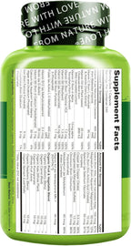 NATURELO One Daily Multivitamin for Women w/Vitamin B12, 240 Ct, Energy Support, Whole Food Daily Women Multivitamin Supplement, Nourish Hair/Skin/Nail, Non-GMO, No Soy, Gluten Free, 8 Month Supply