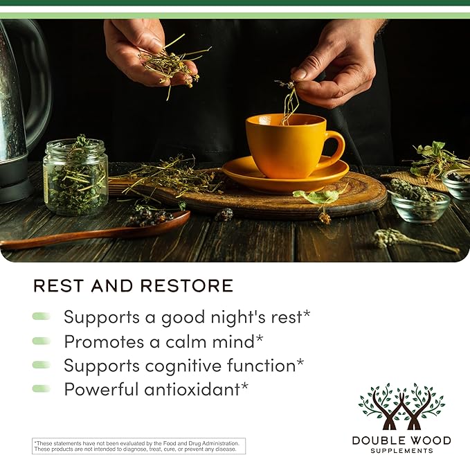 Double Wood Relaxation Duo - Magnesium Glycinate & Apigenin - Complementary Support for Sleep, Calm, and Daily Wellness - Vegan, Non-GMO, Gluten Free