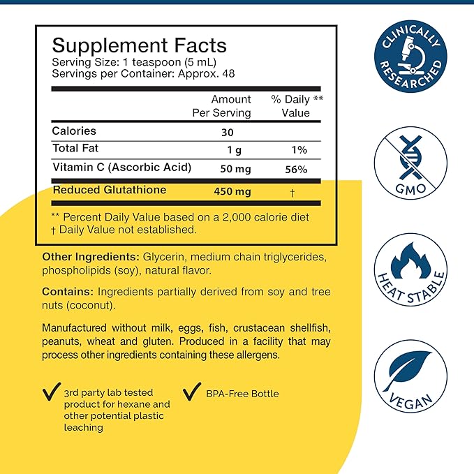 Researched Nutritonals Tri-Fortify Liposomal Glutathione Supplement Liquid Gel - Clinically Researched Detox & Immune System Support, Antioxidant - Superior Absorption - Natural Orange, 8 Fl Oz