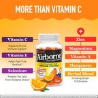 Airborne 750mg Vitamin C Gummies for Adults, Immune Support Supplement with Powerful Antioxidants Vitamins C & E - 42 Gummies, Zesty Orange Flavor (2 Pack)