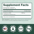 PurePremium Reduced Glutathione 1000mg per Serving – 98% Purity – L-Glutathione Supplement 500mg per Capsule – Antioxidant Supplement for Liver Detox, Skin, Brain & Immune Support – 45-Day Supply
