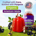 Sambucus Elderberry Gummies + Vitamin C + Zinc for Kids & Adults, X3 Immune Support, Natural Flavors + Ingredients, Vegan, Non-GMO, Made in USA (60)