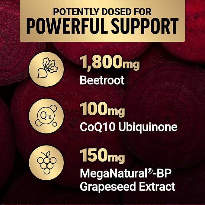 Force Factor Total Beets Ultimate Heart Health, Beet Root Capsules for Blood Pressure Support, CoQ10, Organic Beet Root Powder, Hawthorn Berry to Support Nitric Oxide & Blood Flow, 90 Capsules