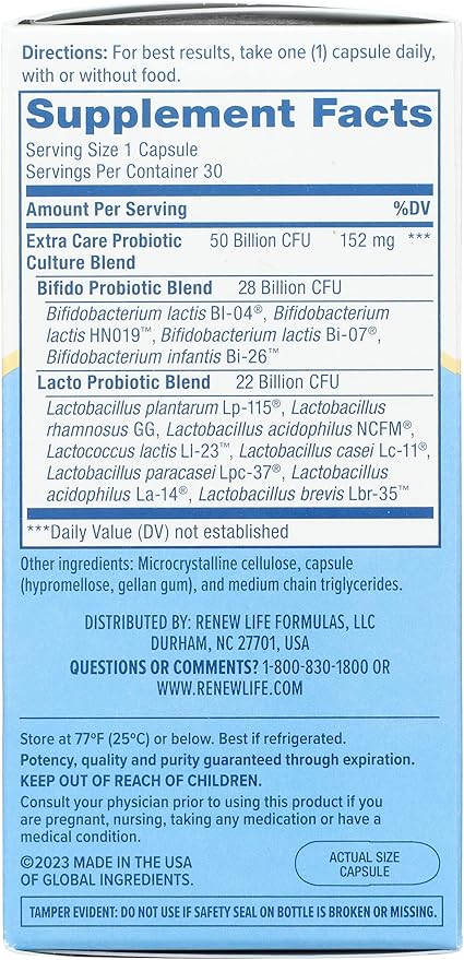 Renew Life Ultimate Flora Extra Care Probiotic 50 Billion, 30 Ct