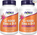 Now Supplements, C-1000 Zinc & D-3, Seasonal Immune Support*, 100 Veg Capsules, (Pack of 2)