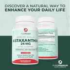 PurePremium Astaxanthin Supplements - Astaxanthin 24mg with Lycopene 50mg Antioxidants Supplement for Skin & Eye Health, & Immune System Support – Non-GMO - 60 Count, 2 Month Supply