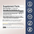 Gade Nutrition Ashwagandha Supplements - Extra Strength, ashwagandha Powder Capsules with Black Pepper, Natural Mood, Focus, and Energy Support Supplement, 120 Veggie Capsules, USA Made