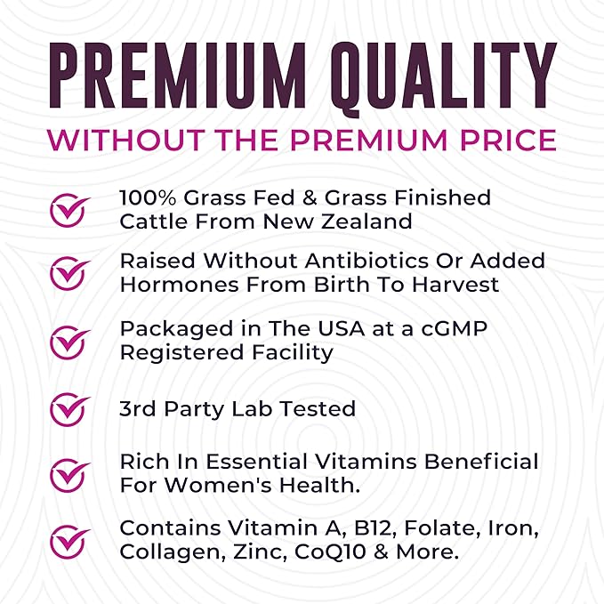 Beef Organ Supplement for Women - Beef Liver, Kidney, Heart and Uterus Tissue, Supports Women's Overall Energy and Health - Pasture Raised in New Zealand - No Fillers or Flow Agents - 60 Capsules