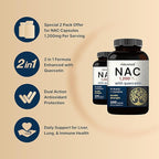 2 Pack NAC Supplement (N-Acetyl Cysteine) with Quercetin, 1,200mg Per Serving, 480 Capsules | Double Strength Antioxidant Support for Immune, Liver, & Lung Health – Non-GMO