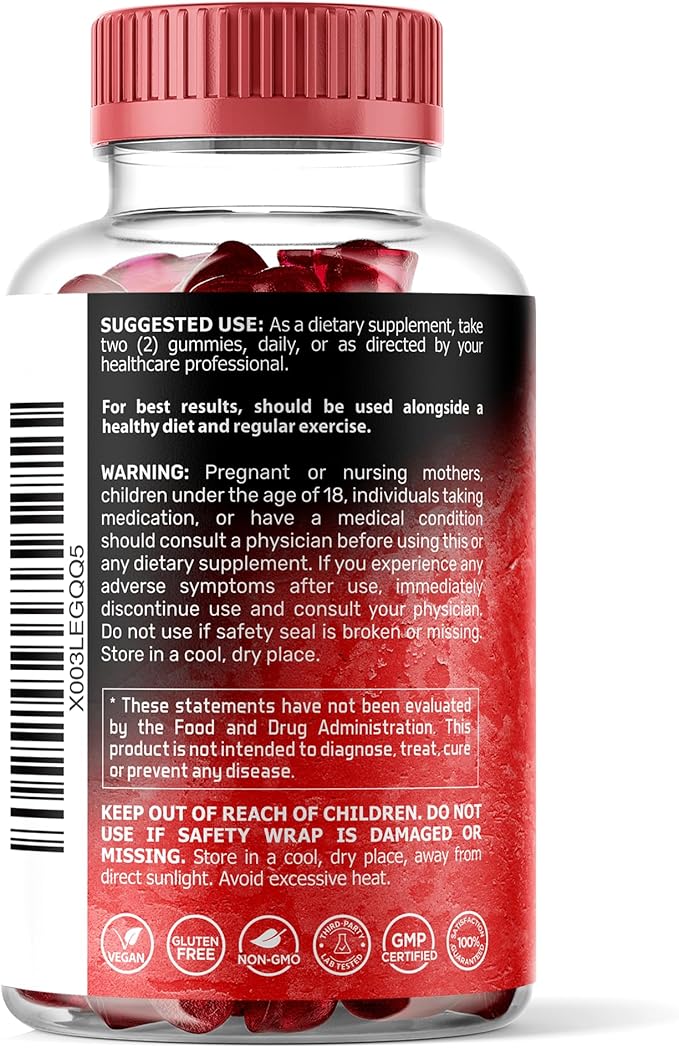 Magnesium Glycinate Gummies, 1000 mg - Magnesium Supplement to Support Relaxation, Heart Health - Chewable Calm Magnesio Gummies for Adults, Glicinato De Magnesio - Strawberry Flavor