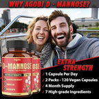2 Packs 60 Counts 4 Months - D-Mannose Capsules - Natural Urinary Tract Health & Immune Support - 7in1 with Cranberry, Dandelion, Hibiscus & More